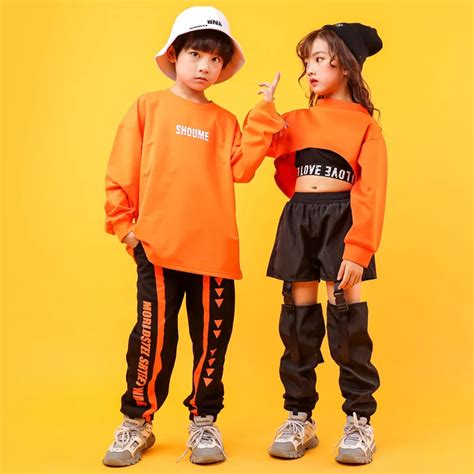 Ropa De Hip Hop Para Ni Os Y Ni As Sudadera Naranja Camiseta Top