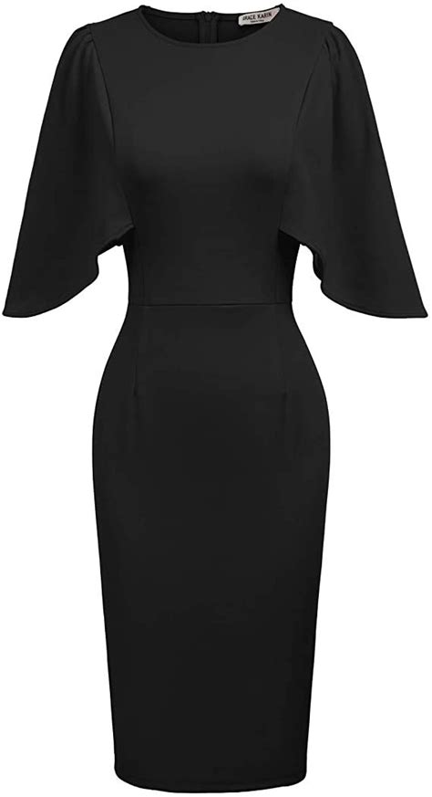 Grace Karin Women 3 4 Ruffle Sleeve Slim Fit Business Pencil Dress