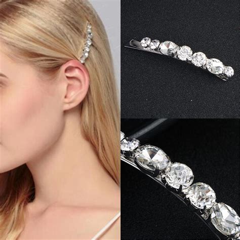 Crystal Diamante Barrette Bobby Pins Hair Clips Slides Grip Wedding