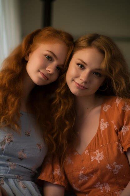 Premium Ai Image Two Young Women With Red Hair Posing For The Camera