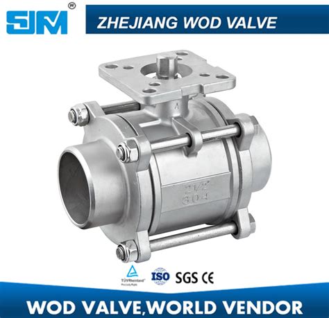 Soft Seated Floating Stainless Steel Three Pieces Ball Valve With Butt