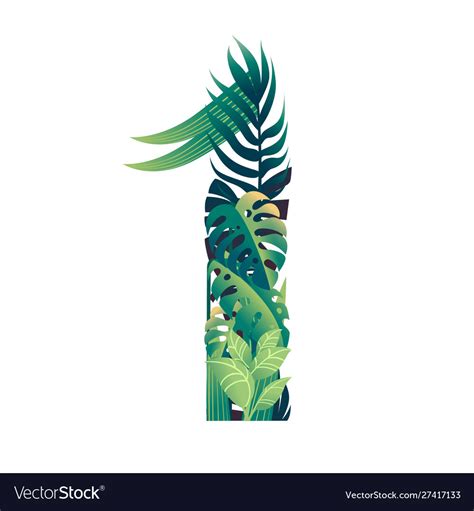 Leaf Number 1 With Different Types Green Leaves Vector Image