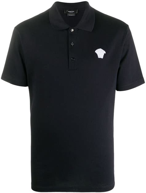 Versace Medusa Embroidered Polo Shirt Shopstyle