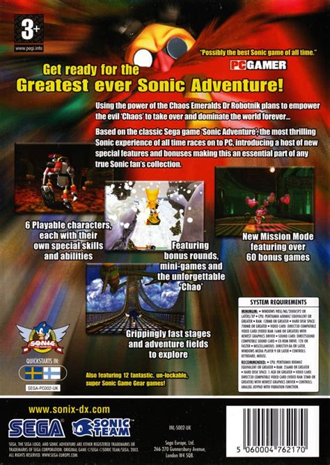 Sonic Adventure Dx Directors Cut Cover Or Packaging Material Mobygames