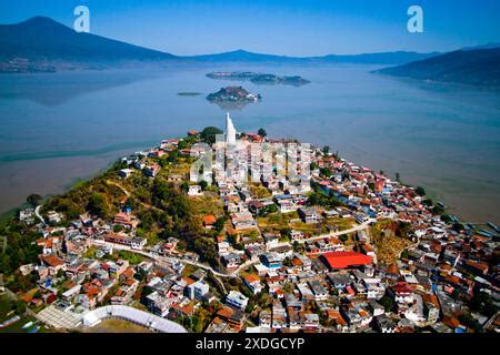 Aerial Of The Janitzio Island On Lake Lake Patzcuaro Michoacan Mexico