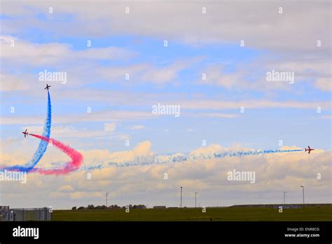 Red Arrows Display at RAF Scampton on Veterans Day Stock Photo - Alamy