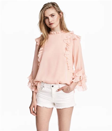 Check This Out Straight Cut Blouse In Double Layer Crinkled Chiffon