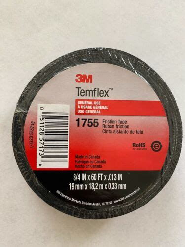 3M Temflex 1755 Rubber Cotton Friction Grip Tape 3 4 X 60 Ft EBay