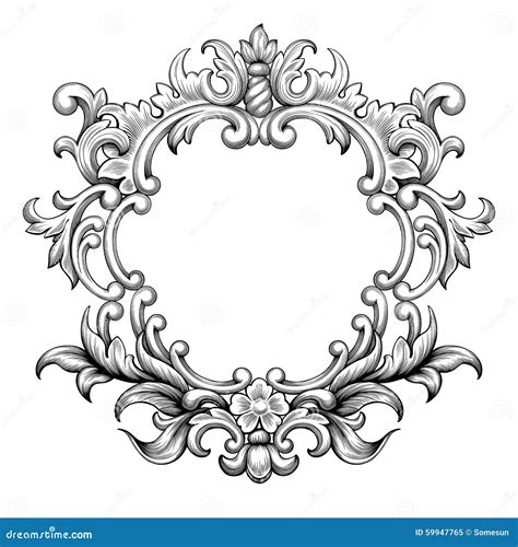 Vector Barroco Del Ornamento De La Voluta Del Grabado Del Marco Del