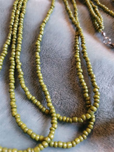 Lovely 20 23 Seed Bead Beaded Multi Strand Necklace  Gem