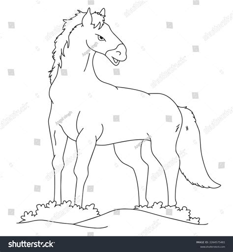 Cute Cartoon Horse Coloring Page Kids Stock Vector (Royalty Free ...