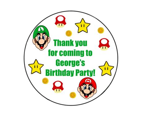 Super Mario Party Stickers, Personalised Stickers, Mario Game Party Bag ...