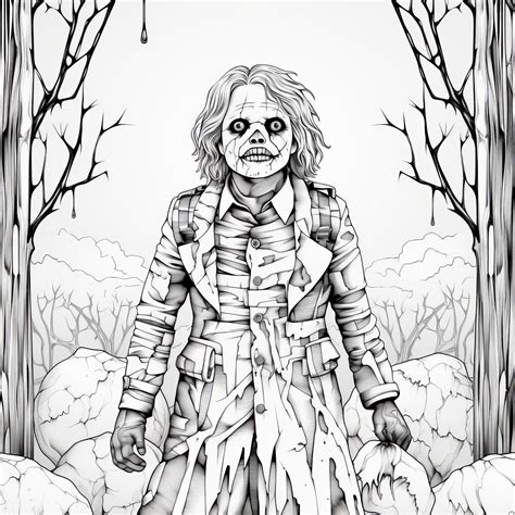 Premium Photo Scary Horror Artist Coloring Page With Zombie