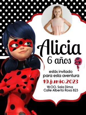 Hacer invitación en línea invitación digital LadyBug Cumpleaños con