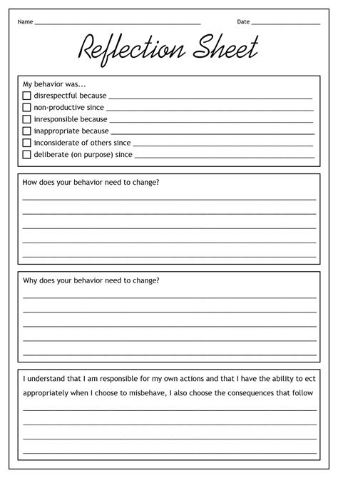 Positive Self Talk Worksheets Behavior Reflection Behavior