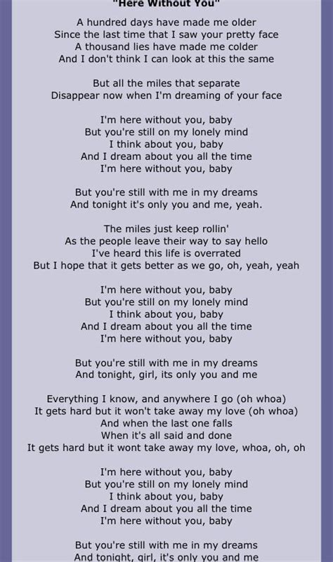 Here Without You 3 Doors Down Lyrics Accoustic Version Is The Best