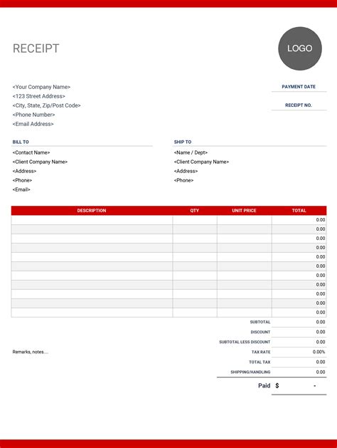 Receipt Template Google Sheets