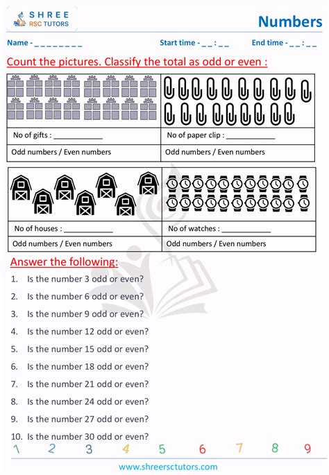 Odd And Even Numbers Worksheets For Grade 1 Maths Shree Rsc Tutors