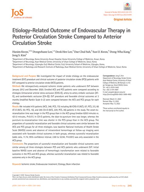 PDF Etiology Related Outcome Of Endovascular Therapy In Posterior