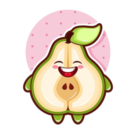 Ilustração dos desenhos animados da fruta pera cara de sorriso