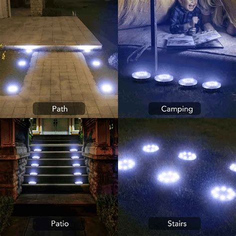 AGPTEK Solar Ground Lights 16 LED Disk Lights Solar Powered Waterproof