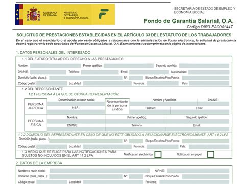 Solicitud Prestaciones Fogasa Nuevo Modelo En Vigor El