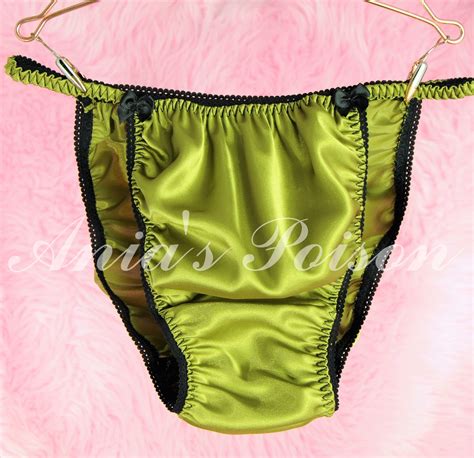 New Sissy Satin Panties Wetlook High Gloss Olive Green Black Etsy