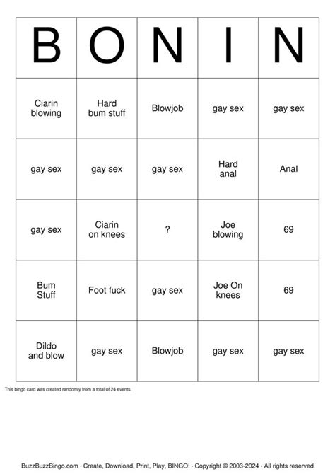 Gay Sex Bingo Bingo Cards To Download Print And Customize