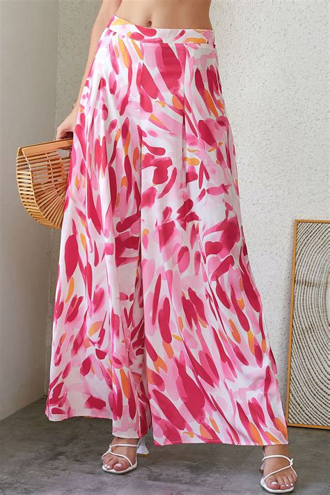 Us 9 09 Drop Shipping Rose Boho Abstract Floral Print Wide Leg Pants