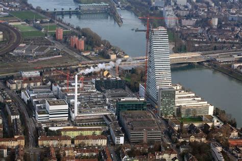 Basel Aus Der Vogelperspektive Baustelle Zum Neubau Des Roche Turm In