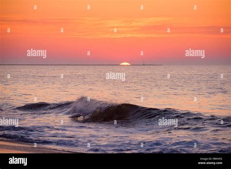 Sunrise Over The Beach Cape May Nj Stock Photo Alamy