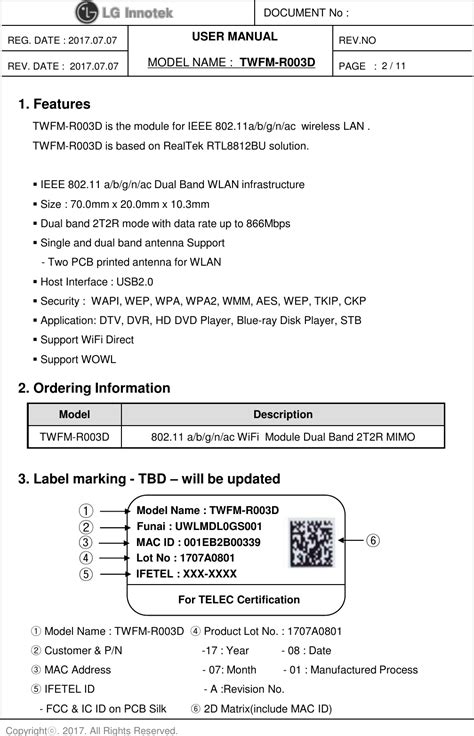 LG Innotek TWFMR003D Electronic Shelf Label User Manual Users Manual