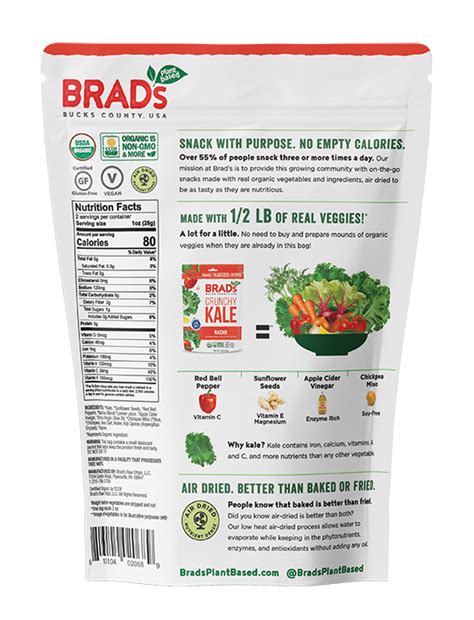 Crunchy Kale Low Salt Nacho Brads Plant Based