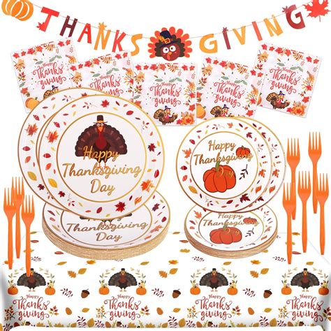 Amazon Thanksgiving Plates And Napkins Sets Thanksgiving Party