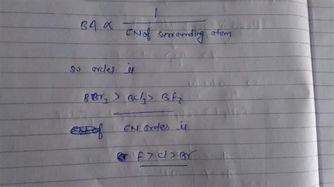 The Lewis acid strength of BBr3, BCl3 and BF3 is in the order.