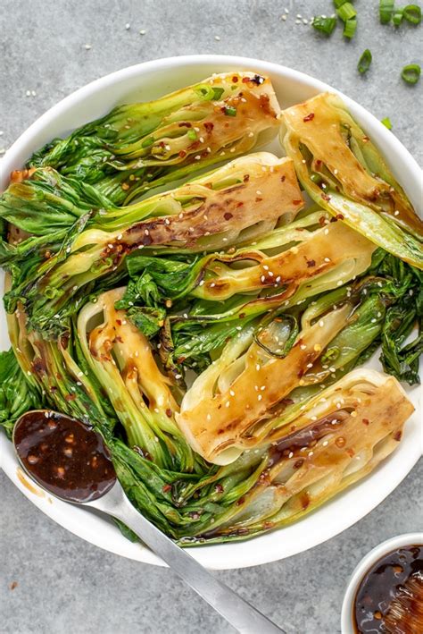 Easy Sautéed Teriyaki Bok Choy With Peanut Butter on Top