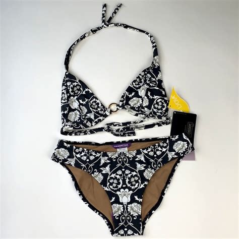 Cia Maritima Swim Nwt Black White Floral Print String Bikini Cia