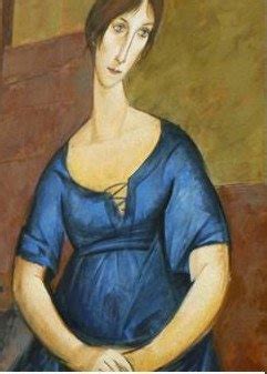 A Painting Of A Woman In Blue Dress