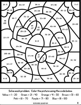 Spring Easter Math Two Digit Addition Subtraction Color By Number