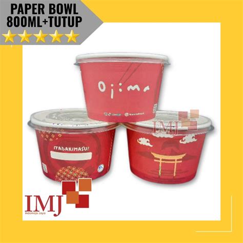 Jual SABLON PAPER BOWL 800ML CUSTOM FULL COLOR CETAK PAPER BOWL 800 ML