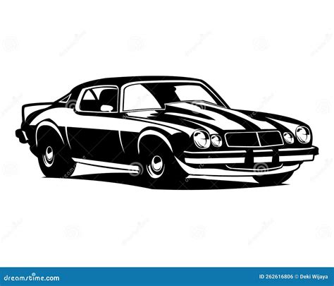 60s Chevy Camaro Logo Vector Isolated On White Background Showing From