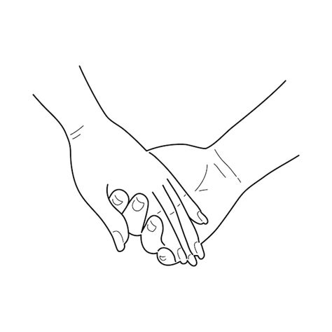 Premium Vector Hand Drawing Of Couple Holding Hands Line Art Vector