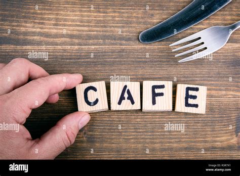 Cafe Wooden Letters On The Office Desk Informative And Communication