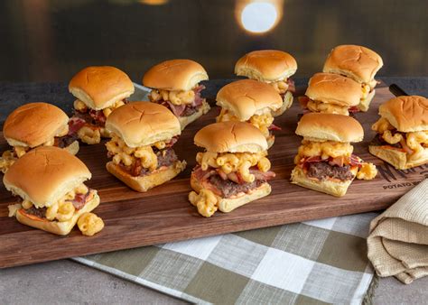 Mac And Cheese Burger Sliders Martin S Famous Potato Rolls And Bread