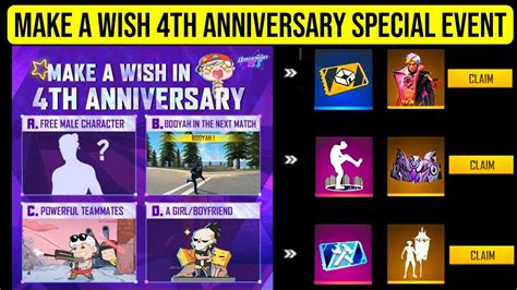 Make A Wish Th Anniversary Special Free Fire Make A Wish Event Free