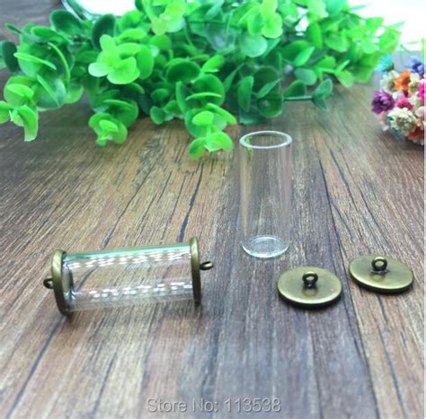 5setslot 2812mm Tube Glass Globe Antique Bronze Color Button Base Setting Set Glass Bottle