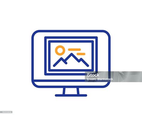 Photo Thumbnail Line Icon Monitor With Image Sign Vector Stock