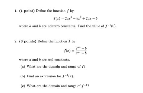 Solved 1 1 Point Define The Function F By Fx 2ax3