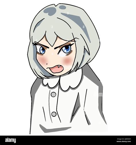 Cute Beautiful Anime Girl Angry Anime Illustration Stock Vector Image