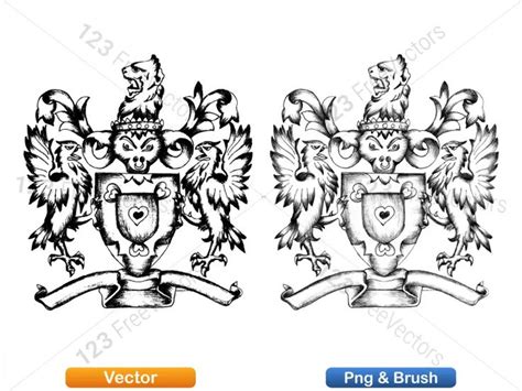 Hand Drawn Sketch Heraldic Coat Of Arms Vector And Brush Pack 01 How To Draw Hands Free